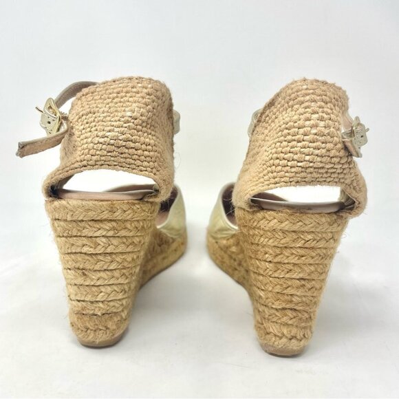* GAIMO Obi Wedge Espadrilles in Gold Leather Size 41 - Picture 7 of 13